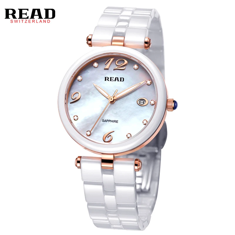 

READ Watch Women Watch Luxury White Strap Quartz Wristwatch Casual Ladies Bracelet Dress Watch3001 Ceramic Fashion Female Watch