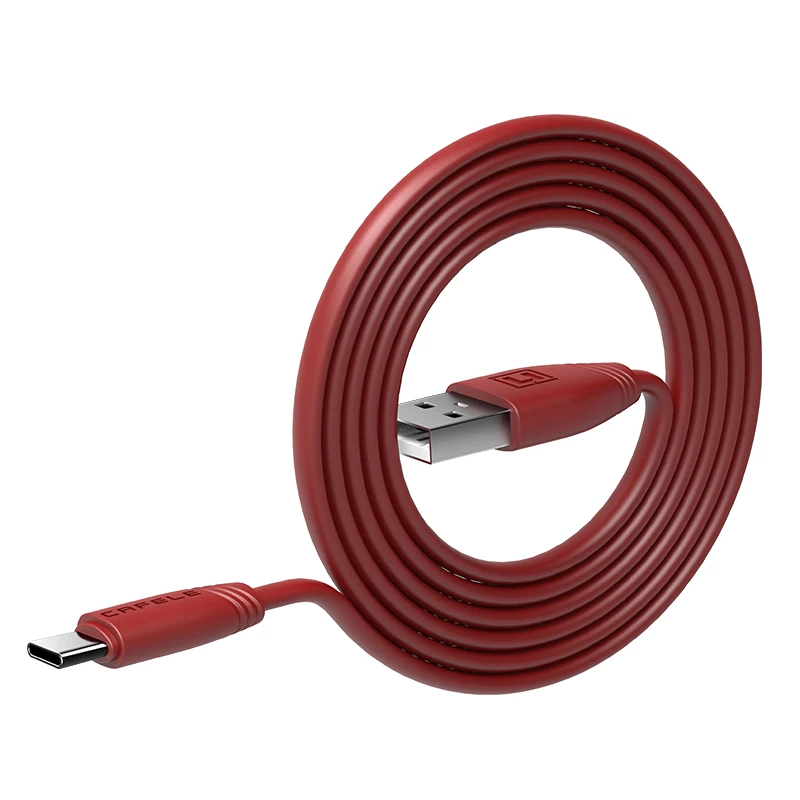 Cafele плоский usb type-C кабель для быстрой зарядки usb type-C кабель для Xiaomi huawei samsung usb type-C кабель DC 5 В 2A - Цвет: Red 120cm