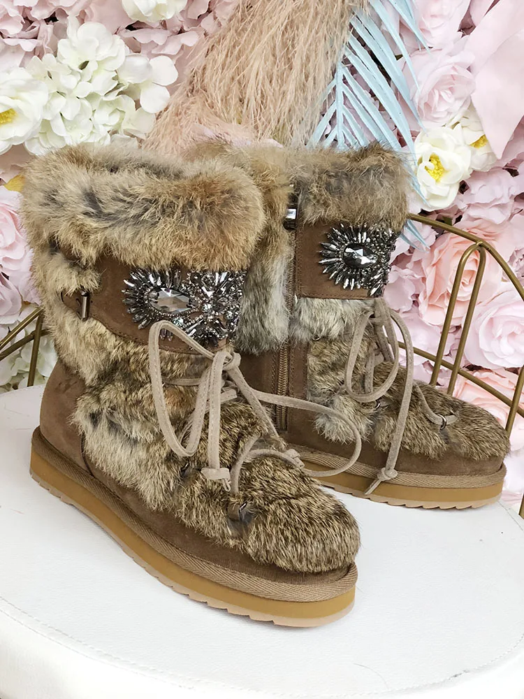 EIOUPI/теплые зимние ботинки; женские повседневные модные ботинки из овечьей кожи с натуральным овечьим мехом на плоской подошве; ju450-388