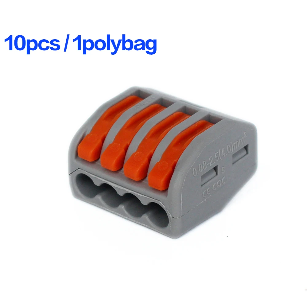 

10Pcs PCT-214 222-414 Cage Spring Universal Compact Wire Wiring Connectors 4 Conductor Terminal Block With Lever Fit New