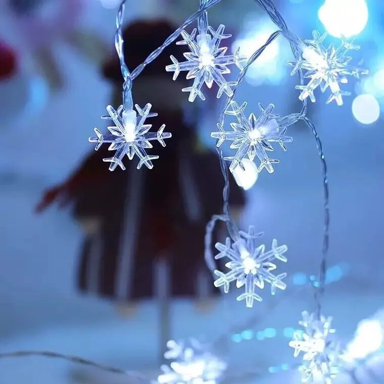 1 м/3 м рождественская елка снежинка праздничные гирлянды свадебные украшения светодиодный светильник год рождество вечерние гирлянды для дома и сада, Q - Испускаемый цвет: Белый
