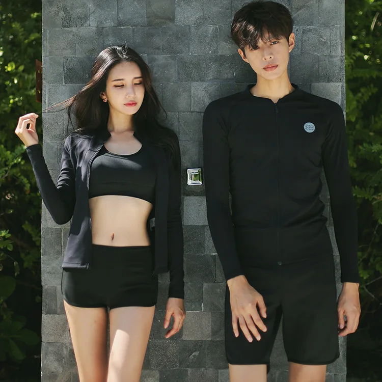 

Rashguard Female For Sports Indoor Swimsuit Swimsuits Woman Bikini Set 2019 Black Couple Long Sleeve Pants Solid Cotton Sierra