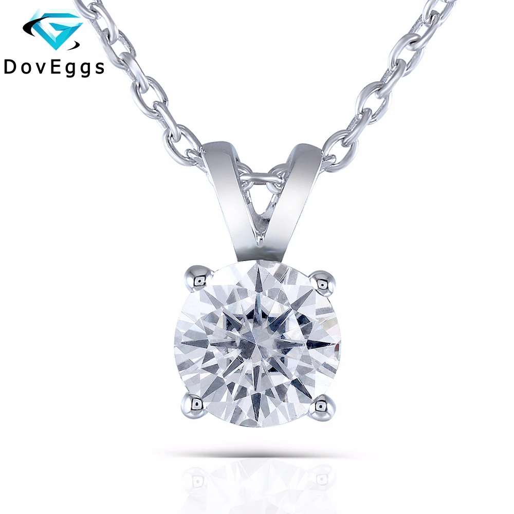 DovEggs Sterling Solid 925 Silver 2ct 8mm Slight Gray Moissanite Pendant Necklace for Women Wedding Gift | Украшения и аксессуары