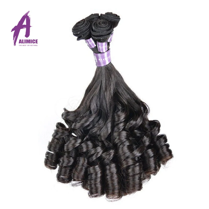 Alimice Indian Curly Human Hair 3 Bundles Deals Up Straight Down Curl Hair Human Hair Extensions 12-30 inch Remy Hair Weaves  (2) - 