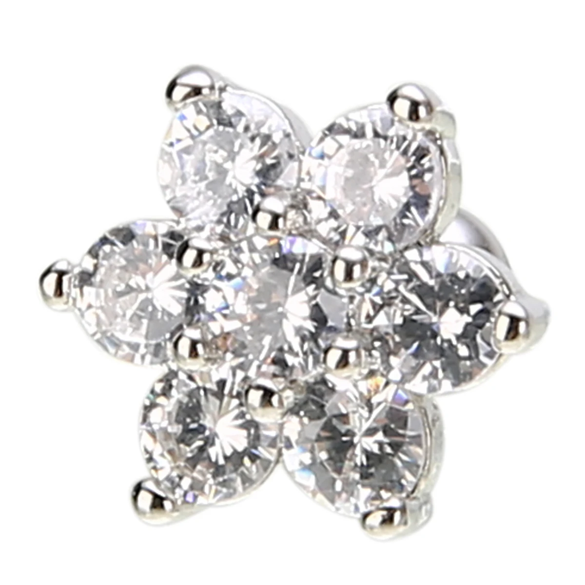 3pcs Nail Bone Barbell Piercing Cartilage Ring Jewelry For Women CZ Flower Ear Cartilage Tragus Helix Earrings Body Jewelry Gift