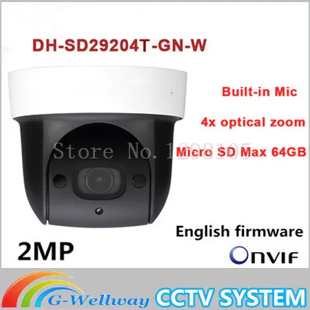 

Dahua SD29204T-GN-W replace SD29204S-GN-W 2Mp Network Mini IR WIFI PTZ IP WIFI Speed Dome Camera English Firmware Fast Shipping