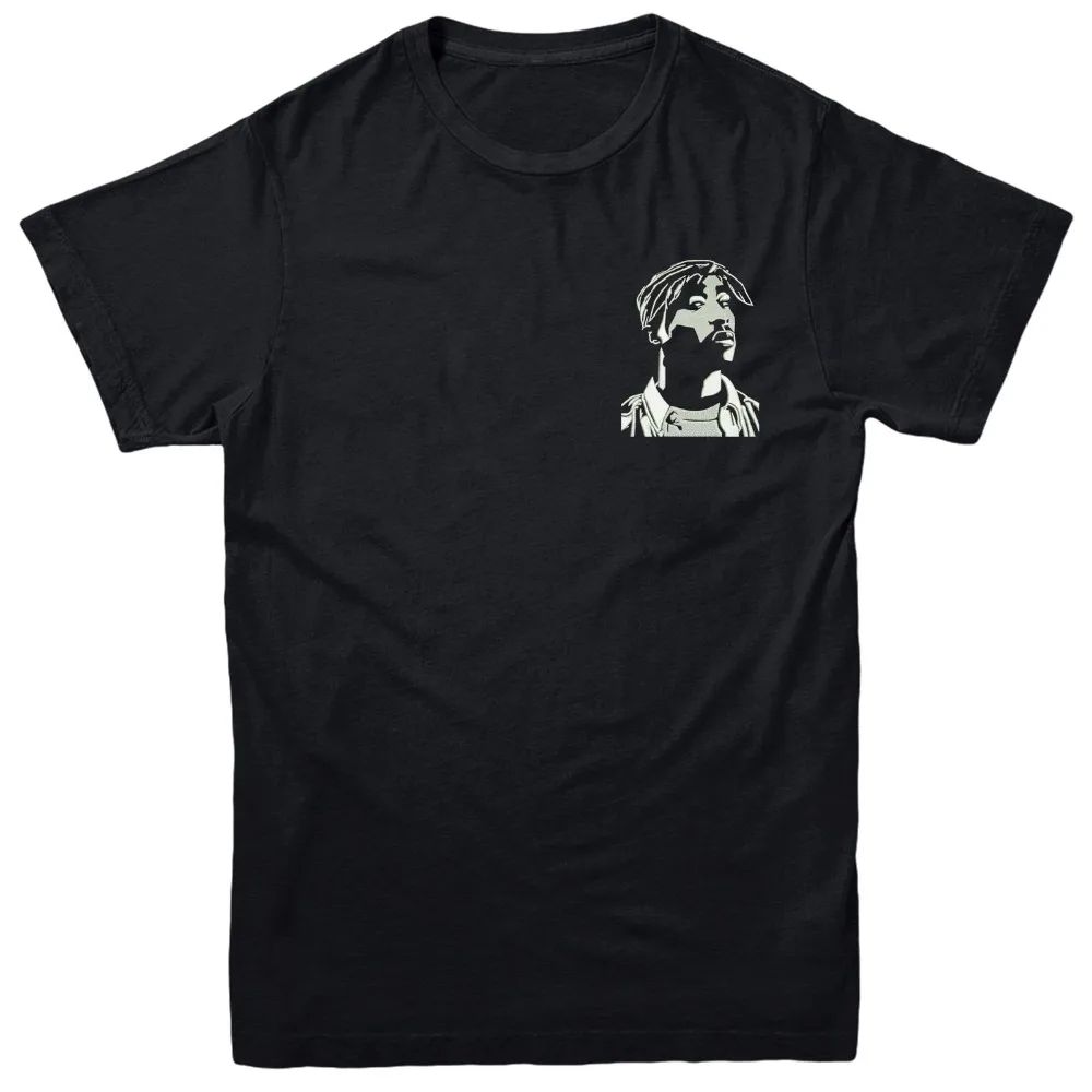 

Tupac Face T-Shirt, Famous Face Design Hiphop King Embroidered Tee Top New Brand-Clothing T Shirts Hip-Hop Simple Splicing
