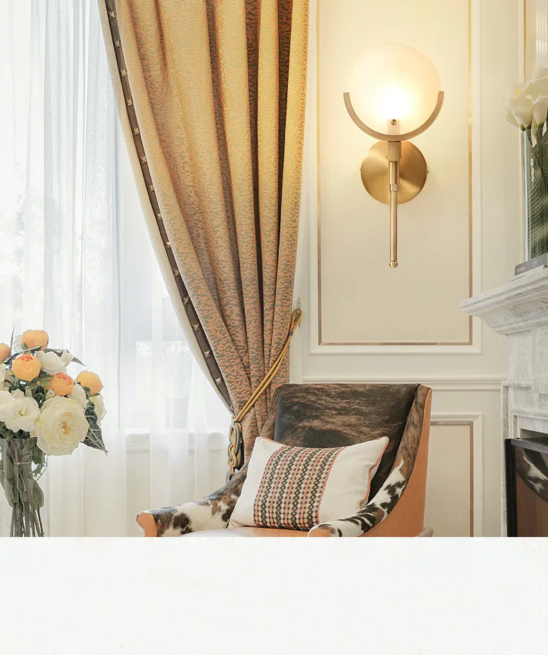 Круглый стеклянный Золотой гостиной настенный бра спальня прикроватная вешалка лампа прохода Настенные светильники на балкон настенный