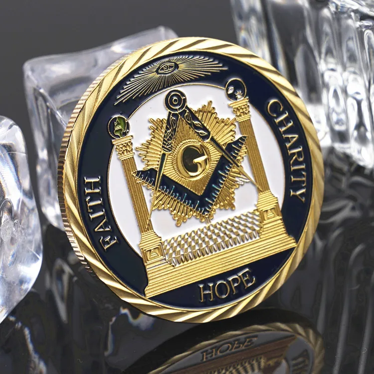 

Masonic coins Commemorative Medal souvenir Gold plated mason freemason