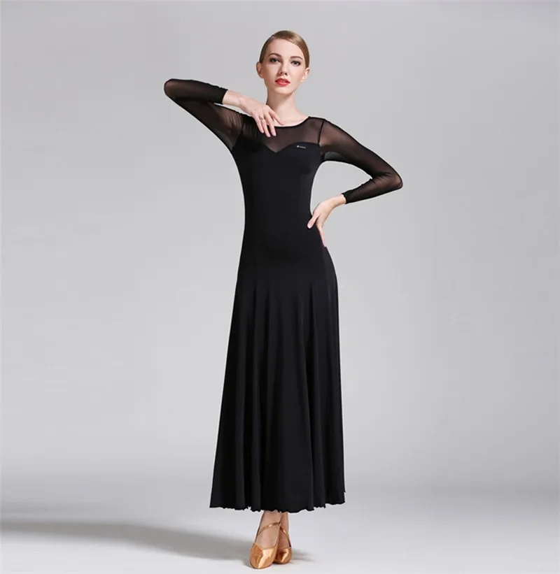 Стандартные платья для бальных танцев высокого качества, кружевная юбка для фламенко с длинным рукавом, Женская дешевая юбка для сценического вальса, бальное платье