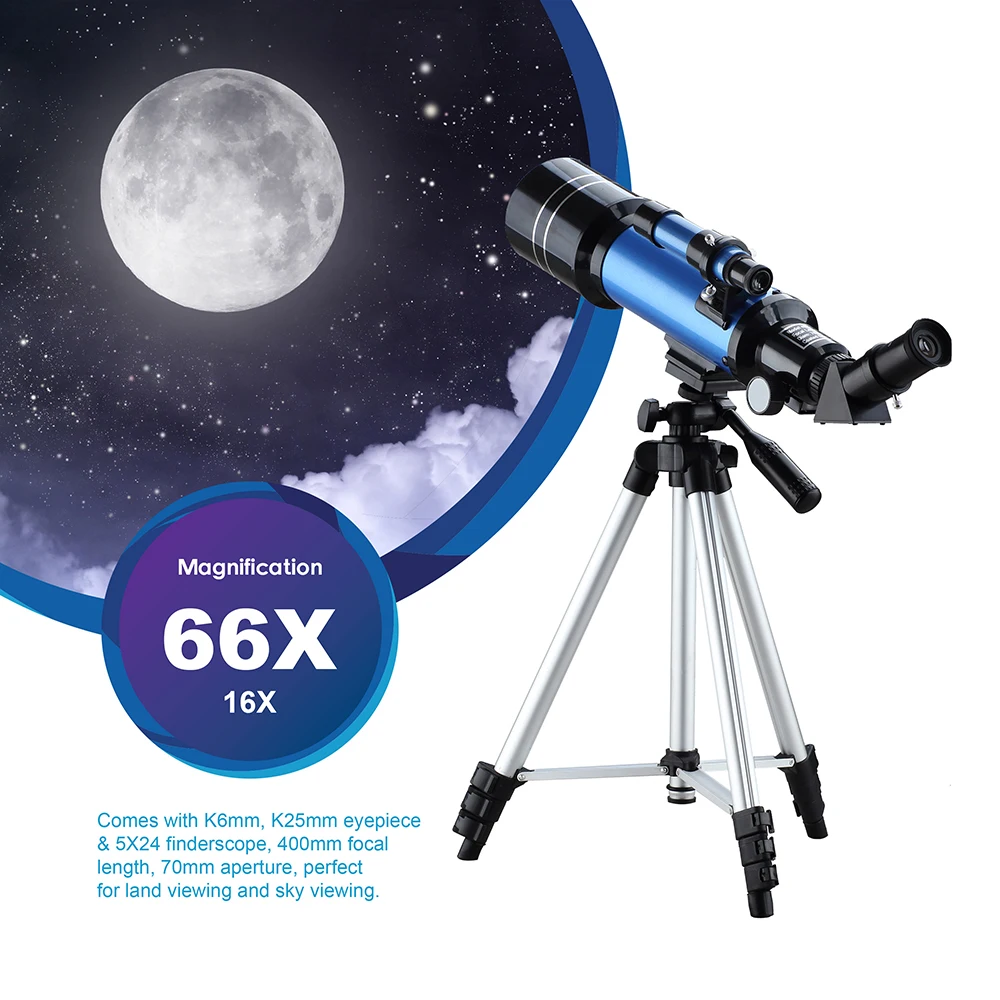 Phone Adapter Moon Map HUTACT Telescope for Kid HD 70X Refractor Telescopes for Astronomy Adjustable Tripod Moon Filter,Compass 
