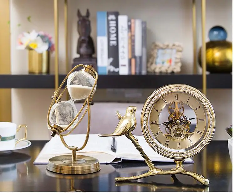  European Light Luxury Clock Ornaments Livingroom Bedroom Desktop Figurines Crafts Office Table Cloc - 33053611655
