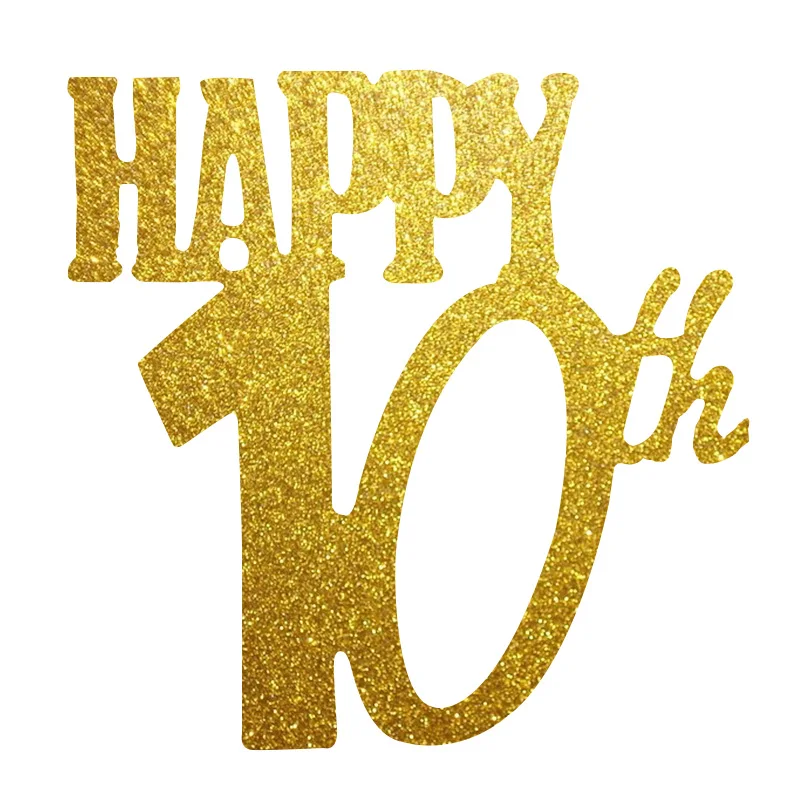 Блестящее золото 10th 20th 30th торт Топпер С Днем Рождения Торт Топ флаги украшения