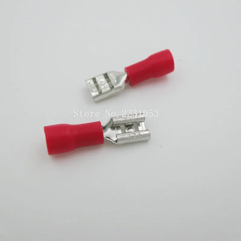 

50PCS/LOT FDD1.25-187 insulating Female Insulated Electrical Crimp Terminal Connectors Cable Wire Connector