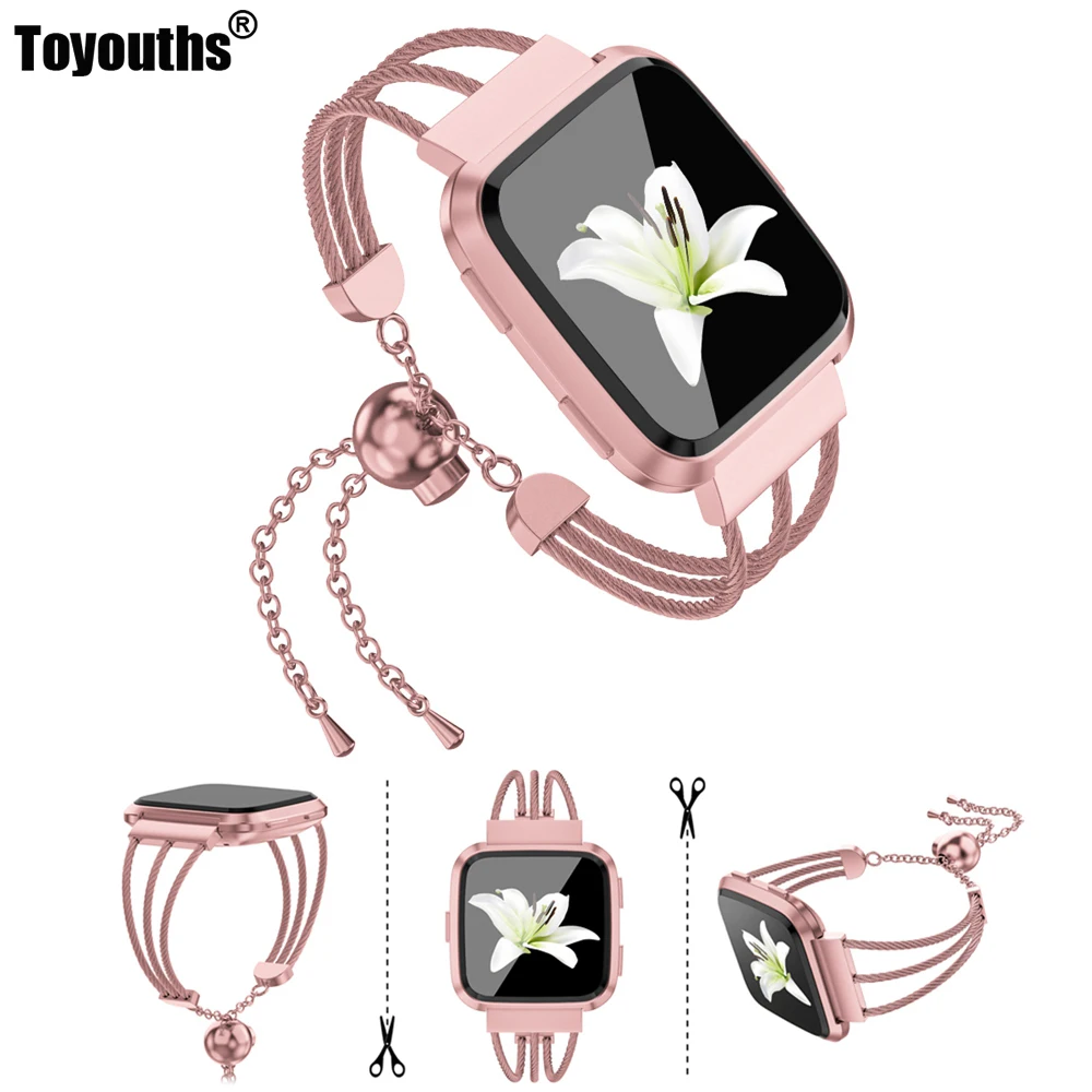 

Toyouths 2019 Fashion Luxury Chain Diamond Bracelet Smart Watch Replacement Watch Strap Band For Fitbit Versa