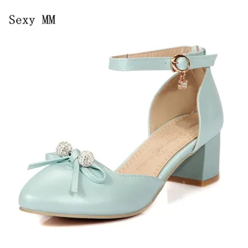 

Women High Heels D'Orsay Pumps Woman Ankle Strap High Heel Shoes Party Wedding Shoes Kitten Heels Plus Size 33-40 41 42 43