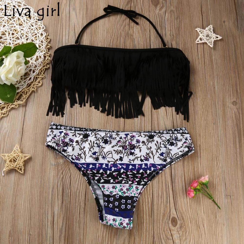 Liva/набор бикини с кисточкисточками для девочек, бандажный бразильский купальник, женское бикини, сетчатый купальник, лето, комплект пляжной одежды, купальный костюм