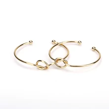 Hot Sale Knot Shape Round Metal Gold-color Women Jewelry Fashion Copper Plated Gold Women Bracelets 2018 New Style Charm Bangle