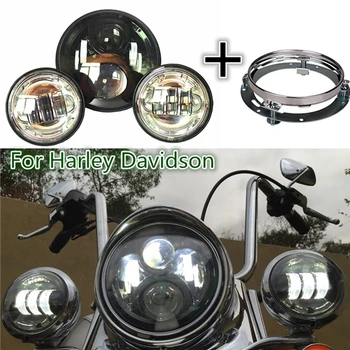 

1pcs Motorcycle 7inch LED Headlight +2 pcs for Harley 4.5 " passing light + 7'' Mounting Bracket Ring For Harley Motorcycle