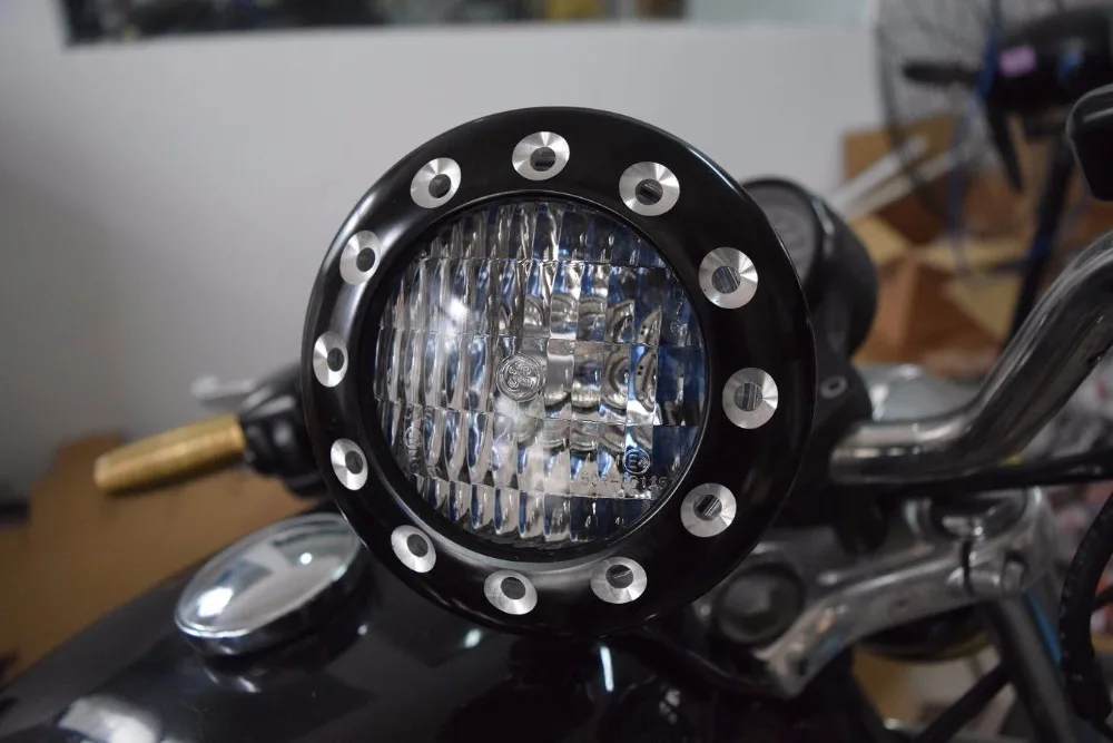 free shipping NEW cafe racer Motorcycle Headlight CUSTOM ALUMINUM led
