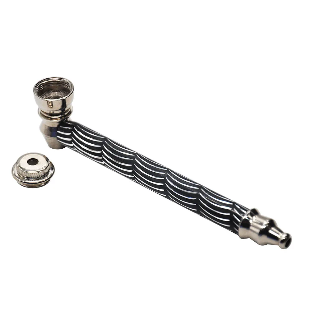 

1pc Portable Metal Smoking Pipe Tobacco Herb Removable Pipes With Cap Gift