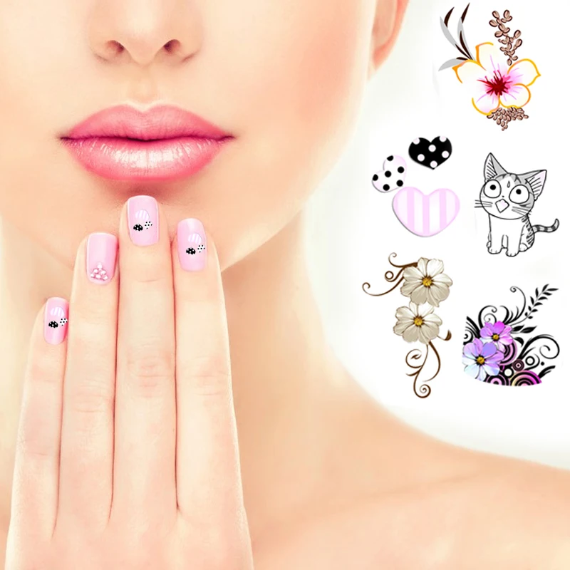 1pc Women's New Nail Sticker Cat Water Transfer Slide Decal Sticker Nail Art Tips To Decor Etiqueta do prego