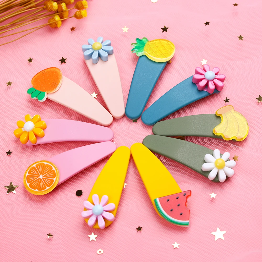 

1Pair Cartoon Fruit Pineapple Hairpins For Kids Girls BB Hairpins Children Paint Cute Hair Clips Hair Accessories