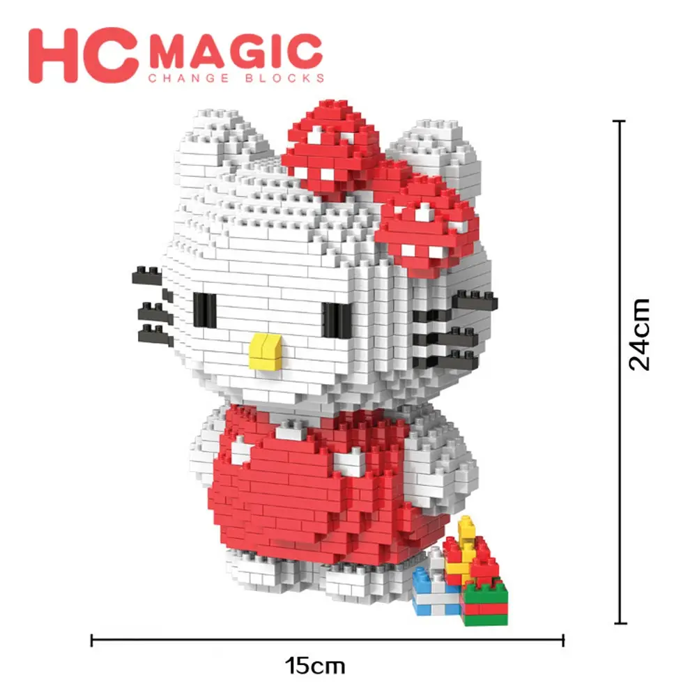 Tanie HC MAGIC 9025 diamentowe klocki kot figurki anime zabawki prezenty edukacyjne figurka plastikowa do złożenia modelu DIY