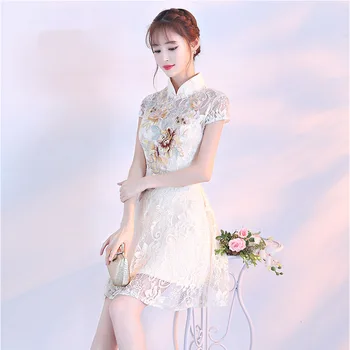 

New Traditional Chinese Dress Qipao Ladies Evening Dresses Vintage Cheongsam Women Bride Short Cheongsam Modern Dress Size S-XXL