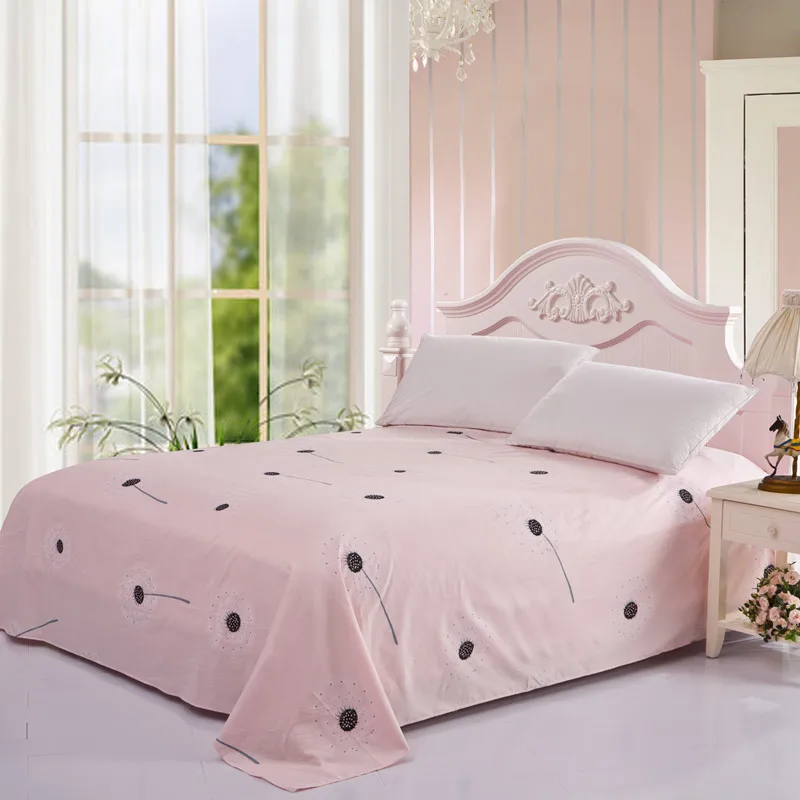 

1 Piece 100% Cotton Dandelion Printing Flat Sheet For Children Adults Single Double Bed Flat Bedsheets XF631-17