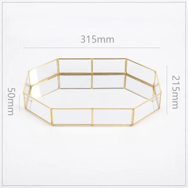 Nordic Style Glass Copper Geometry Storage Baskets Box Simplicity Style Home Organizer For Jewelry Necklace Dessert Plate - Цвет: Style 6