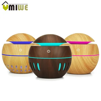 

USB Wood Grain Hollow Ultrasonic Air Humidifier Essential Oil Aroma Diffuser with 7 Color LED Night Light for Home, Office, Yoga