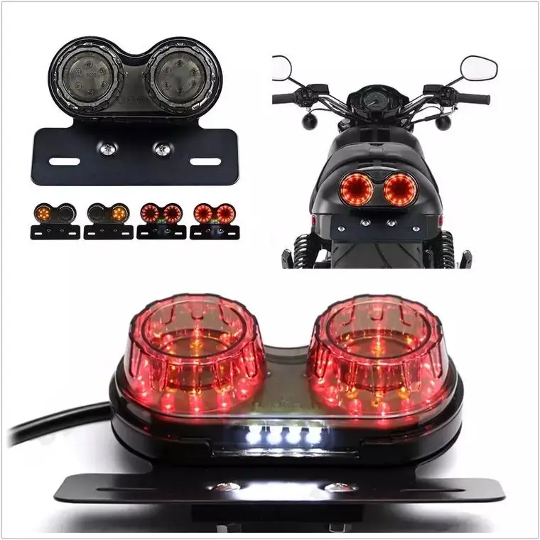 Motorcycle LED License Brake Tail Light Turn Signals For Bobber Cafe Racer ATV