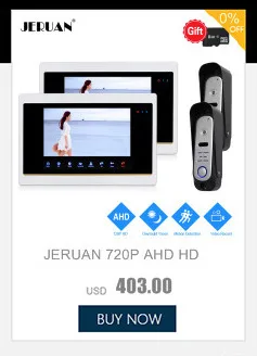 JERUAN 720 P AHD HD 7 дюймов видео-телефон двери разблокировки внутренней Системы 2 запись монитор + 2 ИК Мини 1.0MP Камера с детектором движения