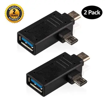 

Multifunction 2-in-1 Micro USB 3.0 & USB 3.1 Type C USB OTG Adapter Converter(90 Degree 2PCS)