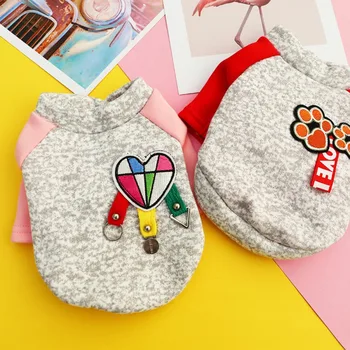

Puppy Comfortable Warm Cloth Pet Dog Casual Costume Cute Love Heart Footprint Hoodies for Winter Pet Dog Winter Supplies
