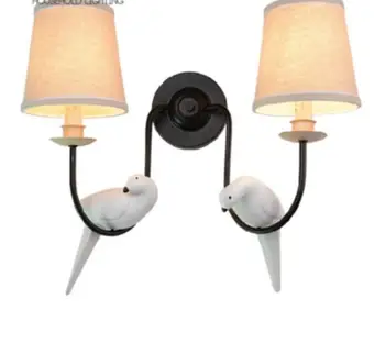 

Nordic Iron Vintage American Wall Lamp LED Bedside Lamp Wall Light Birdie Pastoral Personality Resin Bird Dropping Lights xu