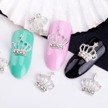 Blueness, 10 шт., для ногтей, драгоценные камни, выдалбливают серебряную корону, 3D, для украшения ногтей, стразы, для ногтей, сплав, сделай сам, блестки, инструменты для ногтей