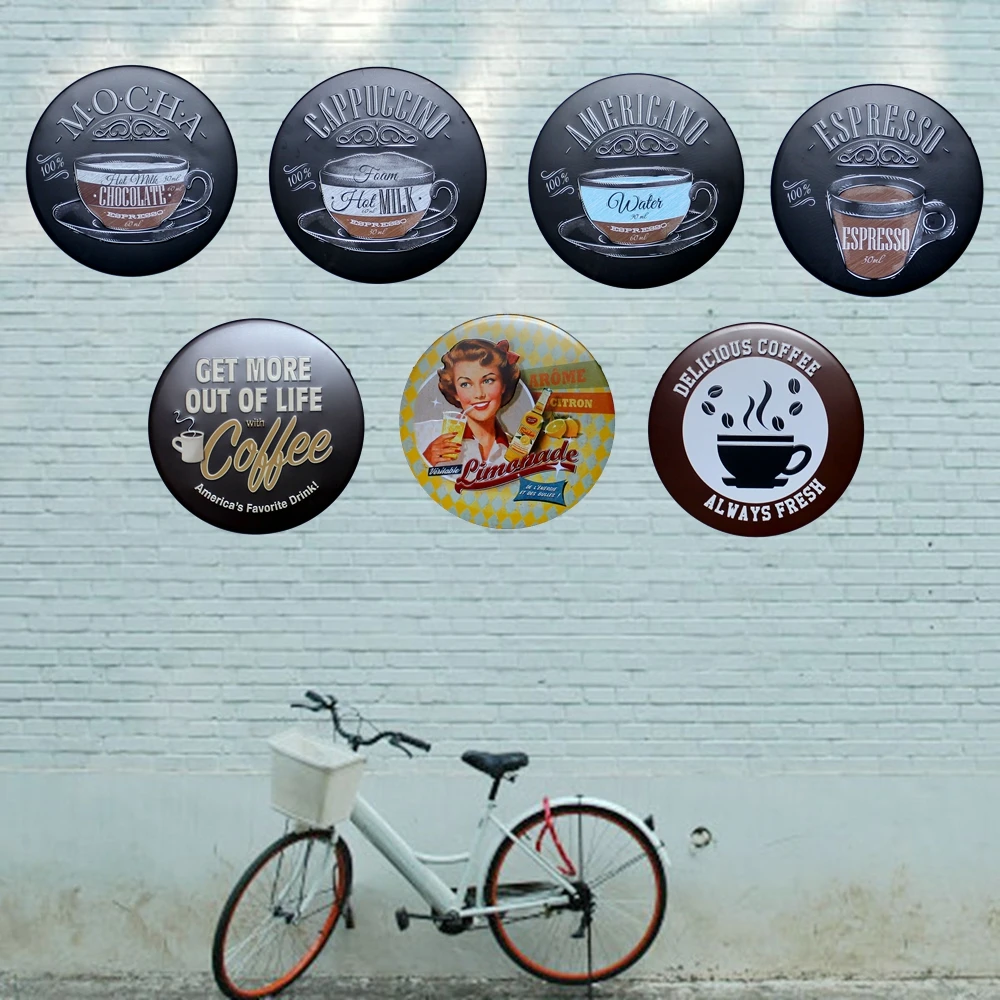 

Coffee Metal Irregular Signs Iron Painting Advertising board Wall Pub Coffee Home Art Decor 30CM U-9