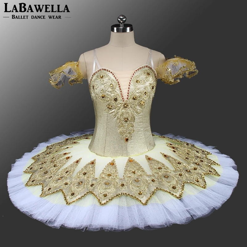 Gold Professional Ballet Tutu Women Classical Stag Fairy Ballet Tutu Dress Girls Ballerina Pancake Costume Kids BT9132D