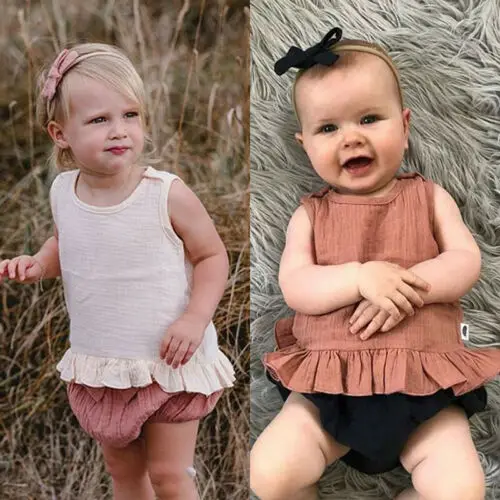 

2019 Baby Girl summer clothing set Soft cotton Tops Vest Dress Bow Pants Shorts Outfits for Kid clothes toddler Children newborn