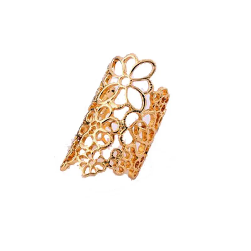 Новое ювелирное изделие, Винтажное кольцо, выдалбливают цветок, женские кольца, высокое качество, поступление, регулируемые очаровательные кольца на палец для женщин, вечерние, подарок - Цвет основного камня: Золотой