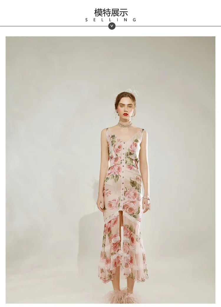 Летнее дизайнерское подиумное платье, женское элегантное платье с бабочкой и цветочным принтом, асимметричное платье русалки, кружевное лоскутное длинное платье