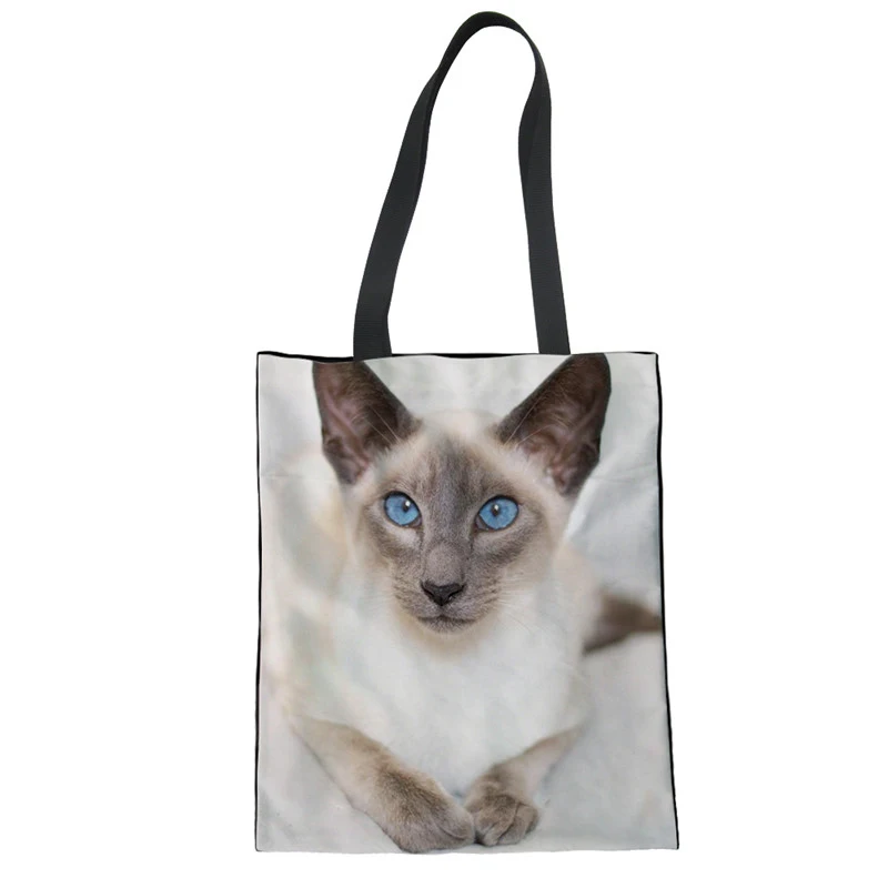 WHEREISART Новая женская сиамская сумка с принтом кота многоразовая сумка для покупок плиable сумка для путешествий сумка пакет для продуктов - Цвет: LMF1285Z22