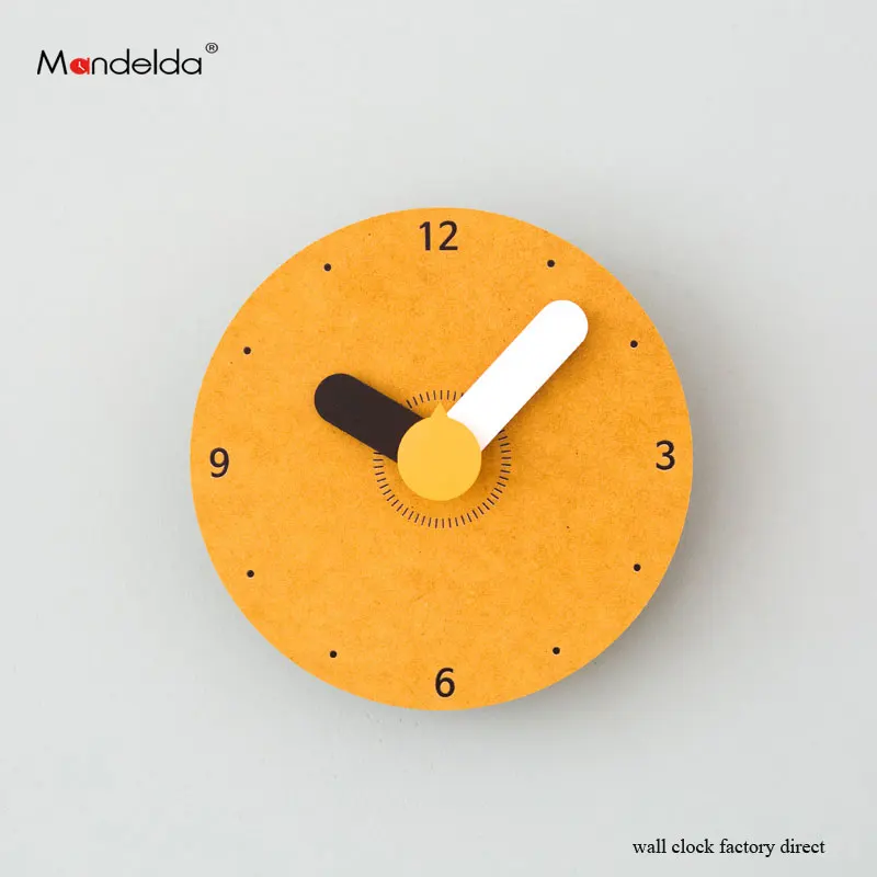 reliable accurate yellow wall clock kids bed room cartoon attractive