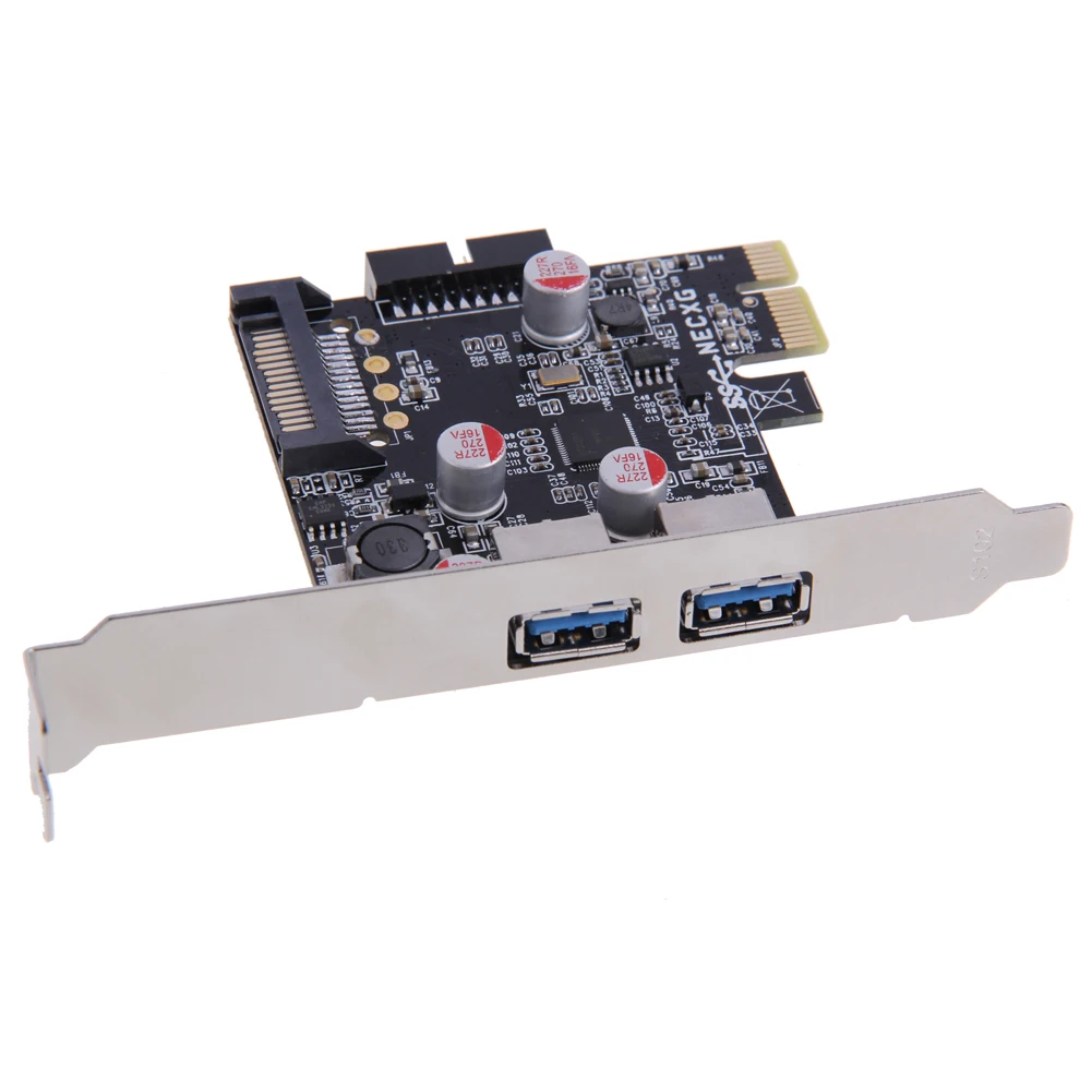 

1 pcs Super Speed 2-Port USB 3.0 19-pin USB3.0 PCI-E PCI Express pcie Card support PCI low profie for hard disk/ external DVD/CD