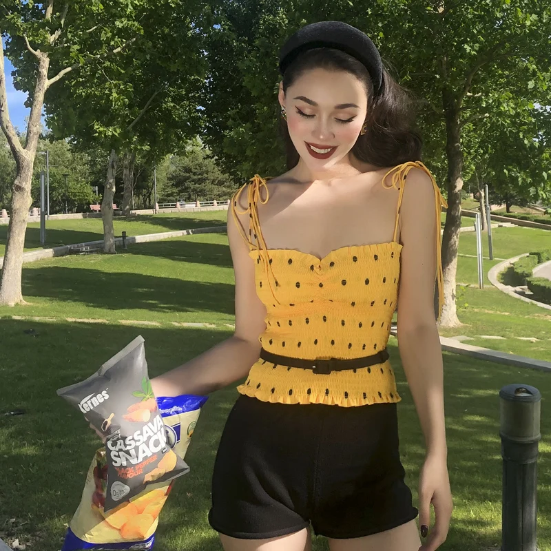 

2019 Crop Top Women Streetwear Women Tank Top Summer Women Clothes Girl's Camis High Street Sexy Top Ribbon Halter Top