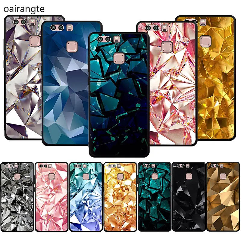 Black And Gold Diamond Soft Phone Cover Case For Huawei P9 P10 P20 30 P40 Pro Max P Lite smart Z Plus 2019 | Мобильные телефоны и