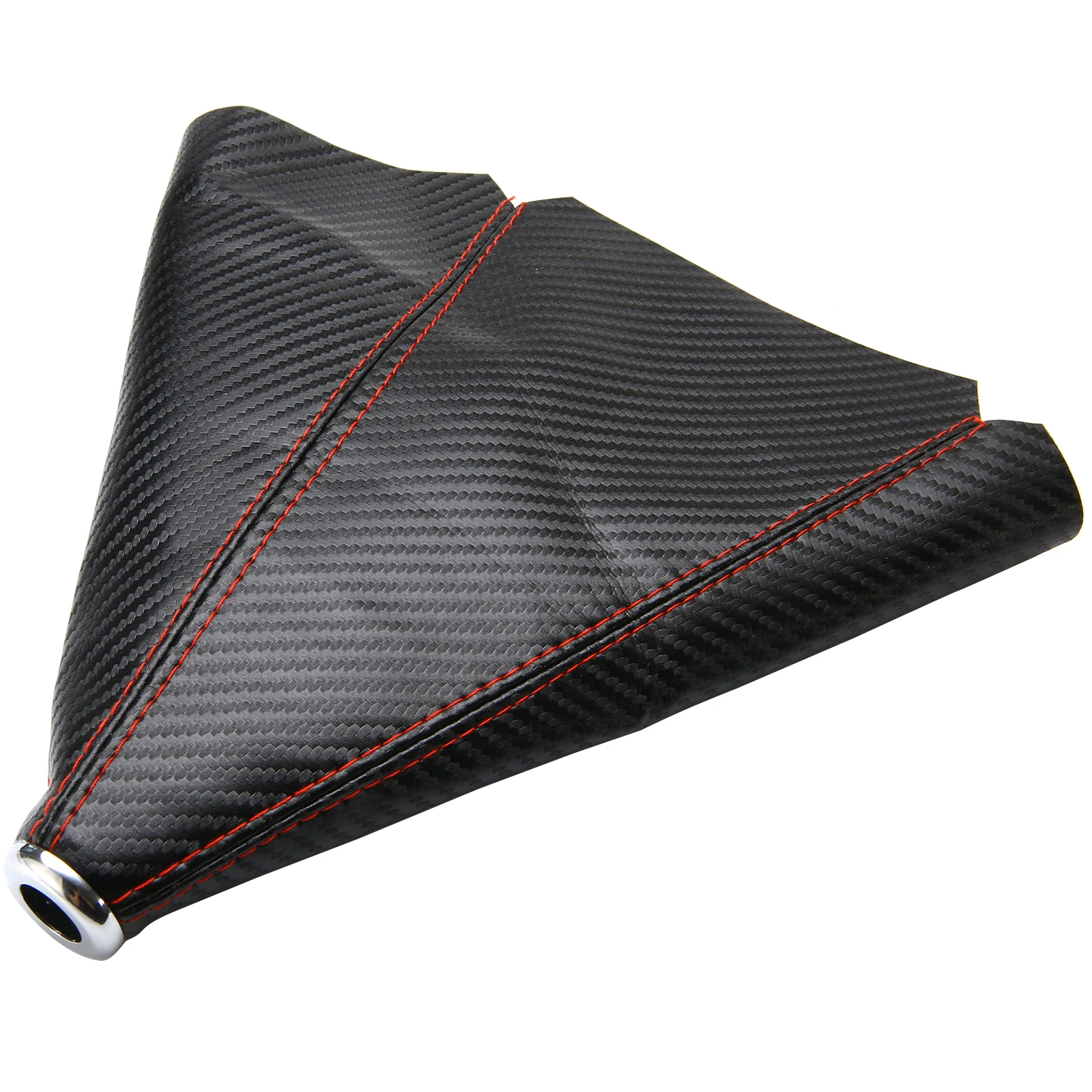 1pcs Shift Boot Cover Gaiter Universal Carbon Fiber Manual Gear Shift Knob Boot Cover Gaiter Red Stitch Black + Red Stitch Line