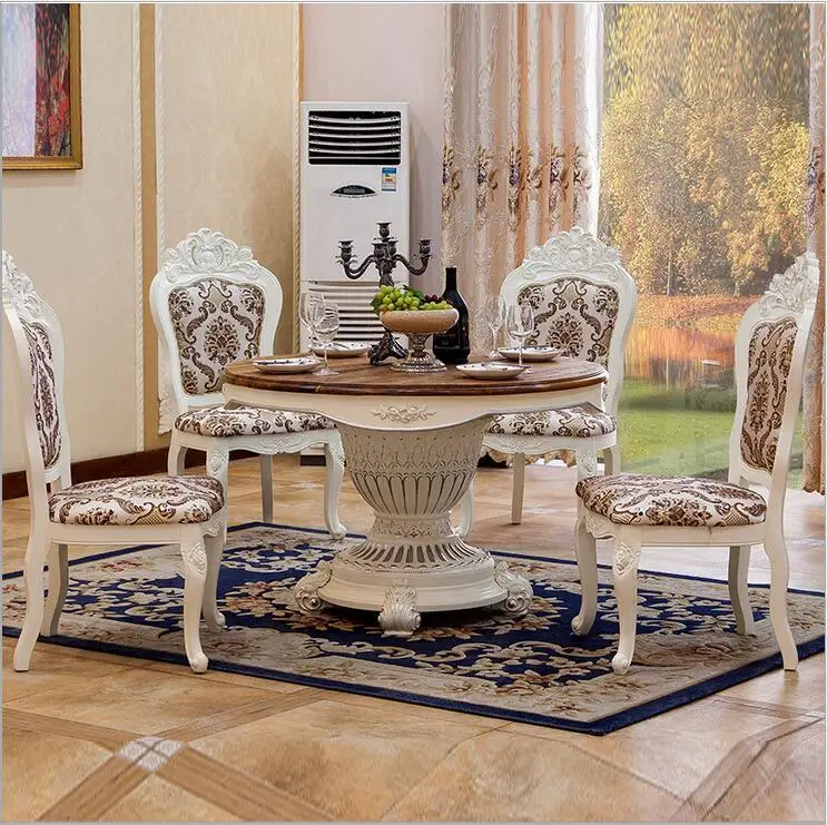Modern Style Italian Dining Table, 100% Solid Wood Italy Style Luxury round Dining Table Set o1104